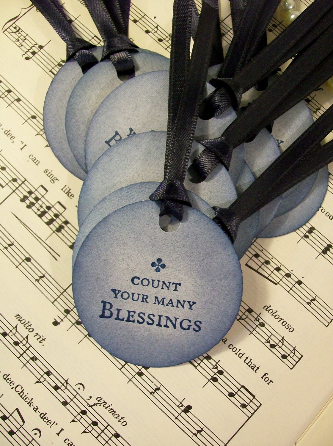 Religious Tags Christian Tags Count Your Many Blessings in Blue