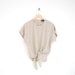 vintage khaki polka dot blouse with front tie