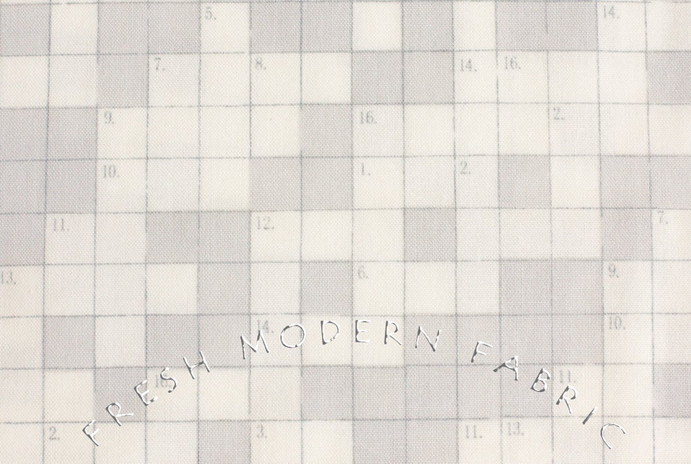 Half Yard Bungle Jungle Crossword Puzzle in Grey, Tim and Beck for Moda Fabrics, 100% Cotton Fabric
