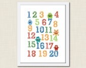 Boy Monster Number Art Print, 8x10, Unframed