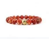 Rusty Copper Orange Carnelian  Stacking Stretch Bracelet