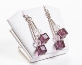 Crystal Autumn Earrings Beaded Square Lilac Swarovski Autumn Jewelry