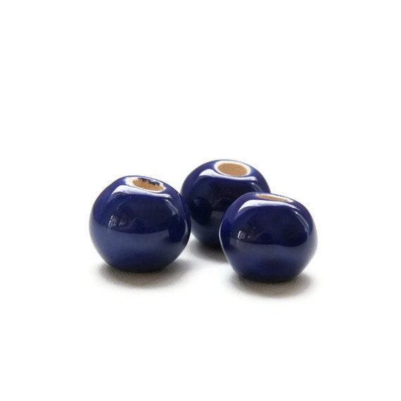 Navy Blue Pearlized Ceramic Beads 12mm