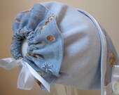 Teddy Bear Boy Bonnet and Bib Set
