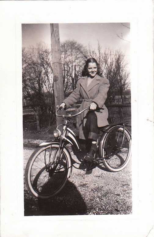 Vintage Photograph of girl with bike