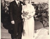 BIG -  Very Nice Vintage Photograph of  bride groom wedding party