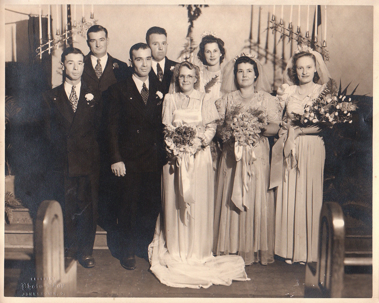 BIG -  Very Nice Vintage Photo of  bride groom wedding party
