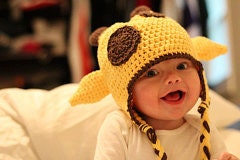 Giraffe hat with earflaps, crochet baby hat, crochet toddler hat, animal hat, photo prop hat