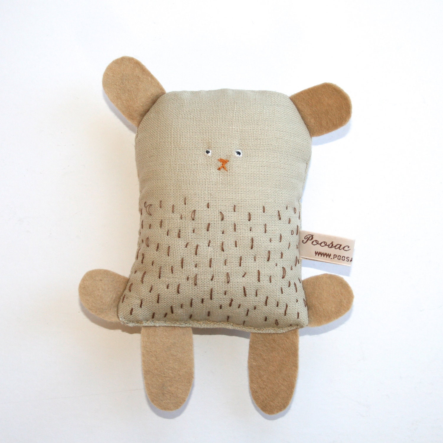 Handmade Toy Bear - Soft Toy Animal, Handmade Teddy Bear, Fabric Doll, Plush Toy, Soft Sculpture, Creature, Art Doll, Poosac Bear