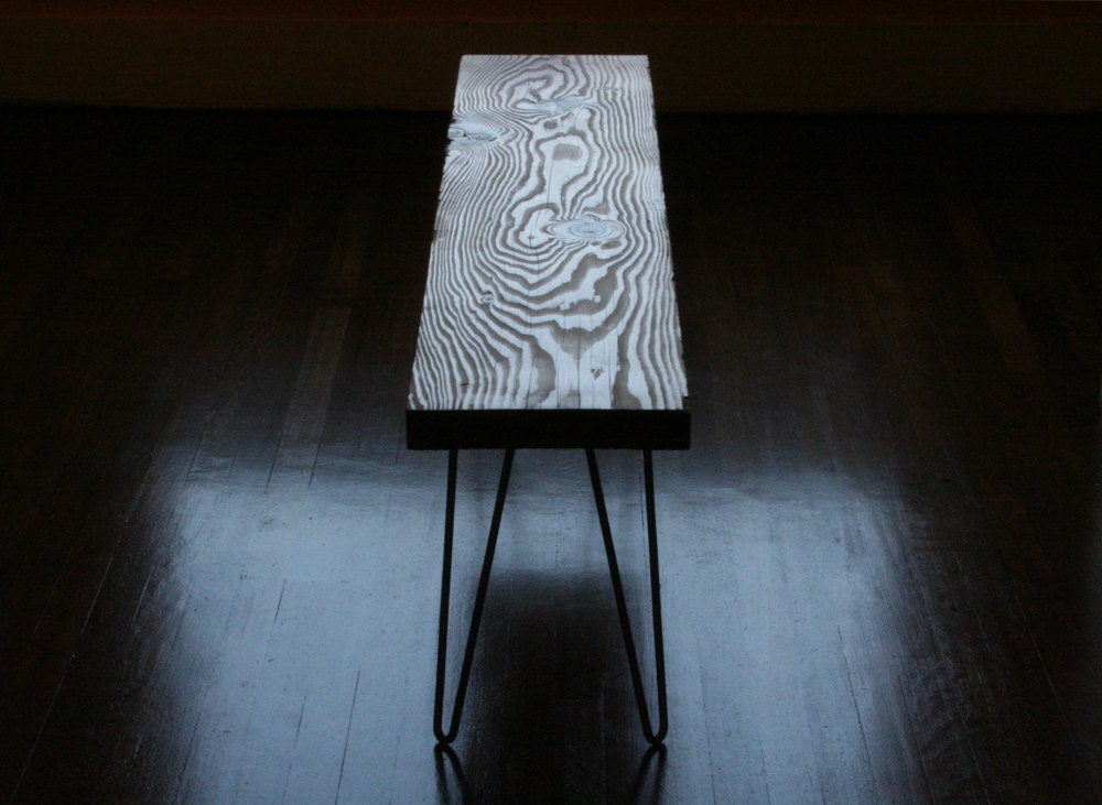 3ft Island Barn Whale Bench with hairpin legs - reclaimed elemental modern - old growth - vintage - industrial