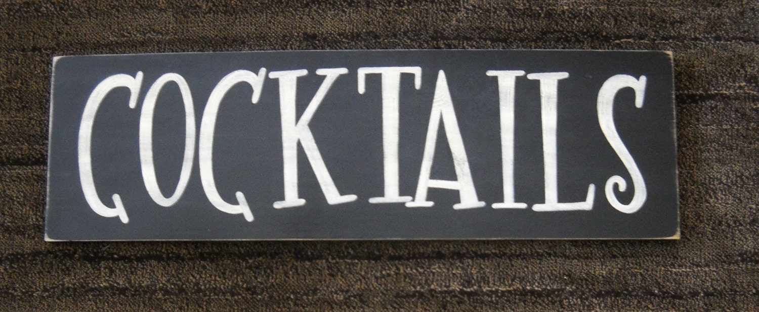 COCKTAILS Retro Hour Throwback Primitive Rustic Sign Plaque Wood U Pick Color Home Bar Pub
