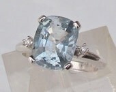 RESERVED for Nicole Final Installment Payment for Aquamarine and Diamond Three Stone 10k White Gold Ring March Birthstone