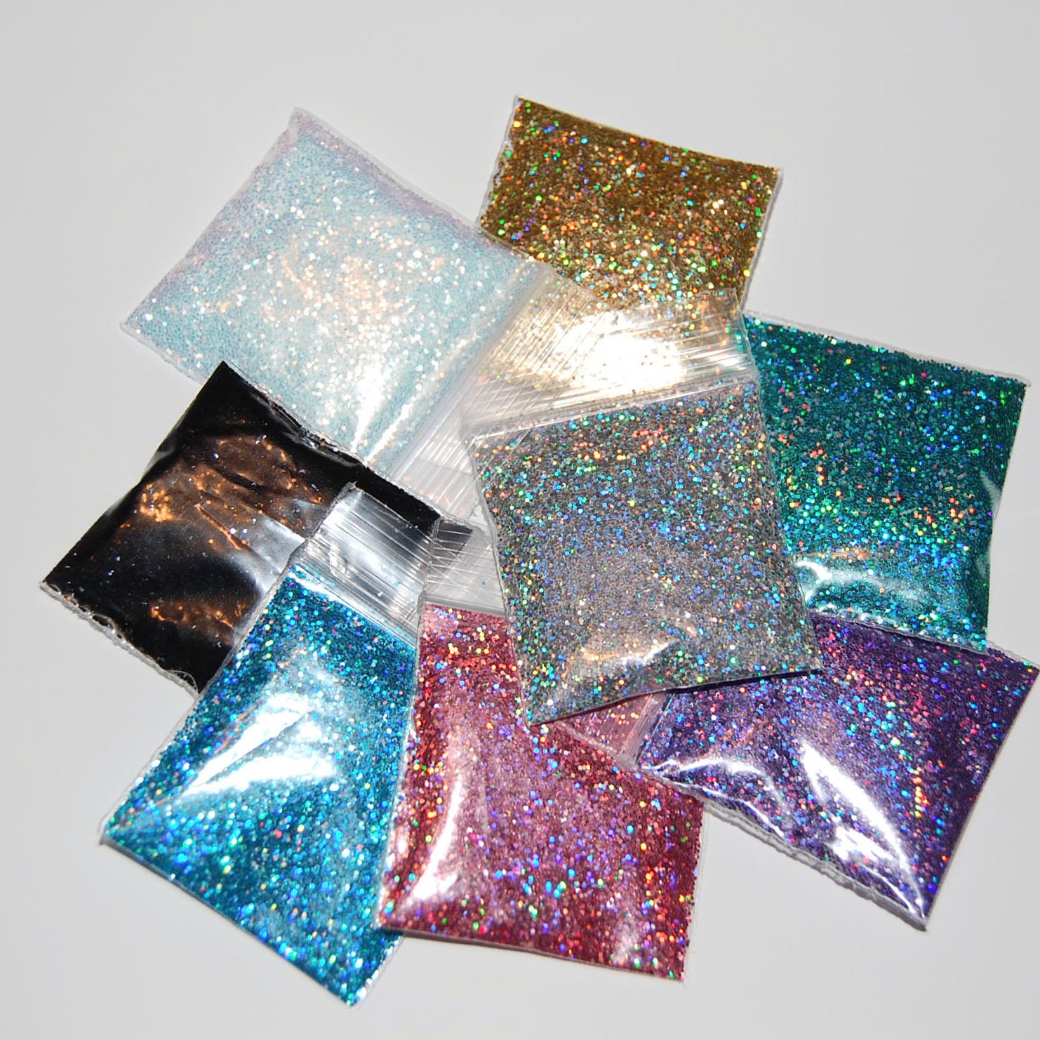SOLVENT RESISTANT HOLOGRAPHIC Glitter Sampler Set for Glitter Nail Art, Glitter Nail Polish and Glitter Crafts