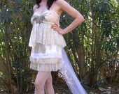 Butterfly and Roses Baby Doll Slipdress with Tulle Train
