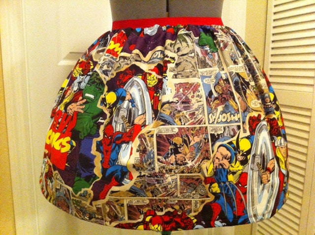 Full skirt Licensed Marvel Avengers comic fabric- made to order