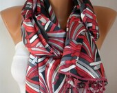 Women Scarf -  Cowl with Lace - Multicolor