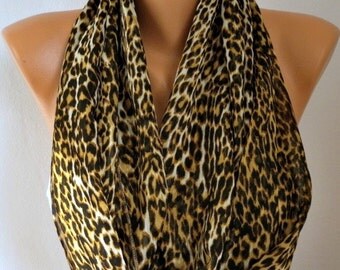 Leopard - Infinity Scarf Shawl Circle Scarf Loop Scarf  Gift -fatwoman