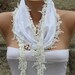 White Scarf - Cotton Scarf - Cowl with Lace Edge -fatwoman - Bridesmaids Gifts