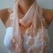 Salmon Scarf  - Cotton  Scarf -  Cowl with Lace Edge   -