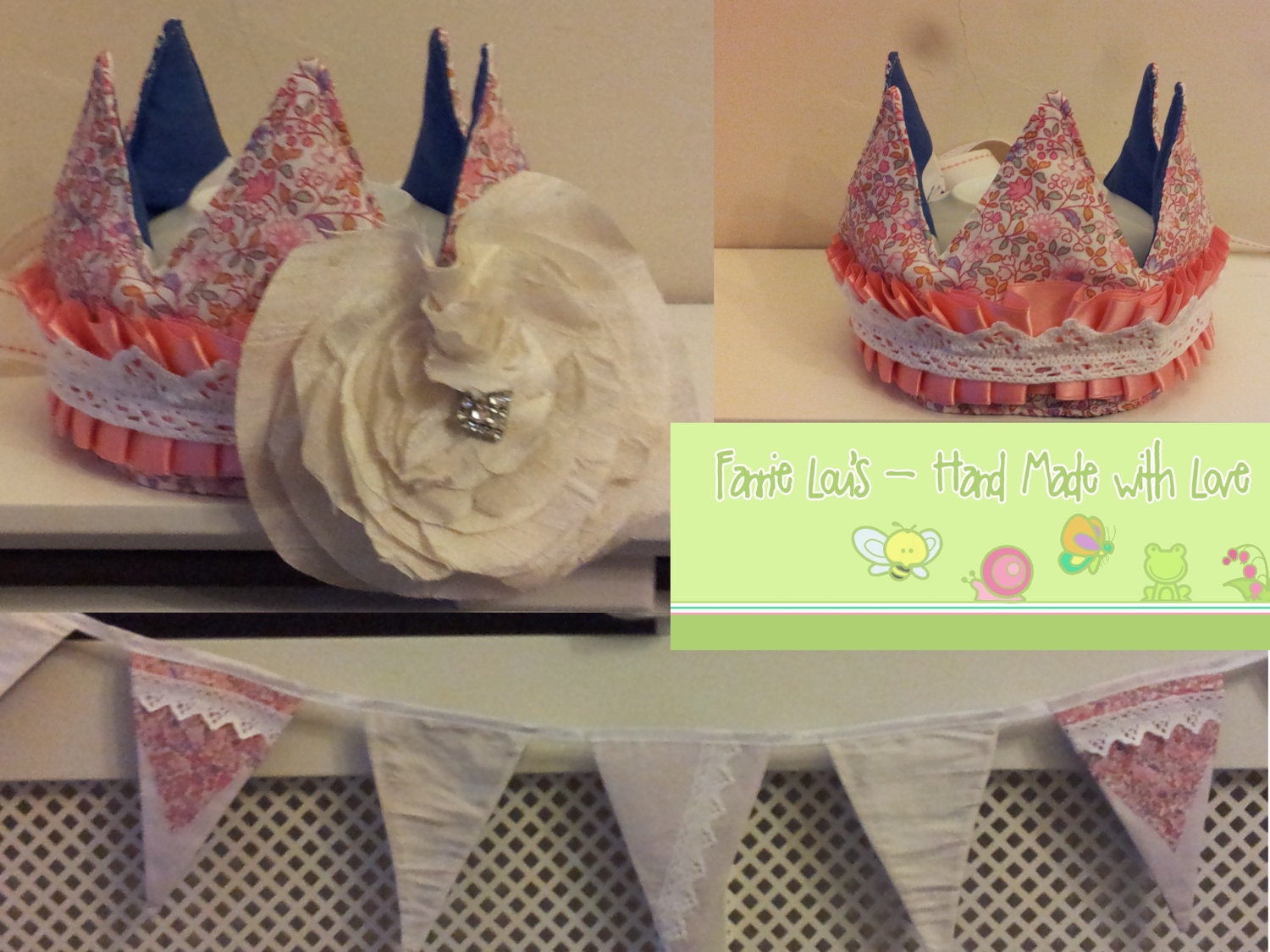 Fabric Crown Photo Prop/Fancy Dress Reversible "Pretty in Pinks/Rrrrrr Me Heartys" Made to Order