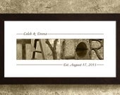 WEDDING GIFT PERSONALIZED - Family Name Sign, Alphabet Art Photos, Wall Decor