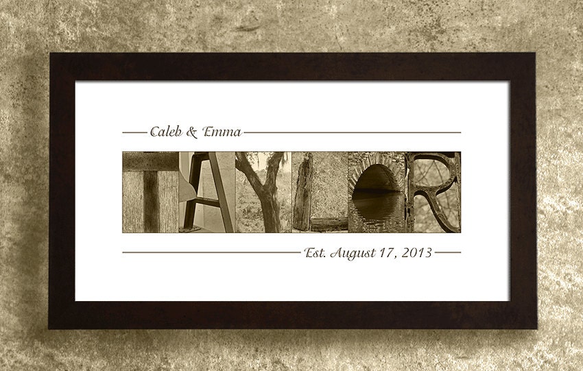 WEDDING GIFT PERSONALIZED - Family Name Sign, Alphabet Art Photos, Wall Decor