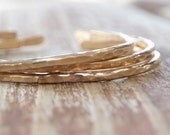 Bangle Bracelet Stacking Gold Cuffs Chic Spring Fashion Fresh Finds Hand Hammered Cute Unique Hipster Fashion THREE Boho Bangle SKINNIES