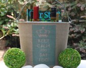 Keep Calm and Say I Do  Burlap Covered Galvanized Metal Bucket Pail...Engagement Gift Or Bridal shower decoration.