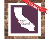 CALIFORNIA Art State Print Wedding Gift  State of Love FRAMED - Conversation Heart Art- Wedding Engagement Gift Valentine Gift