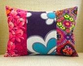 12 x 16 Pillow Cover - Vintage Floral Hawaiian Patchwork - Pink & Purple