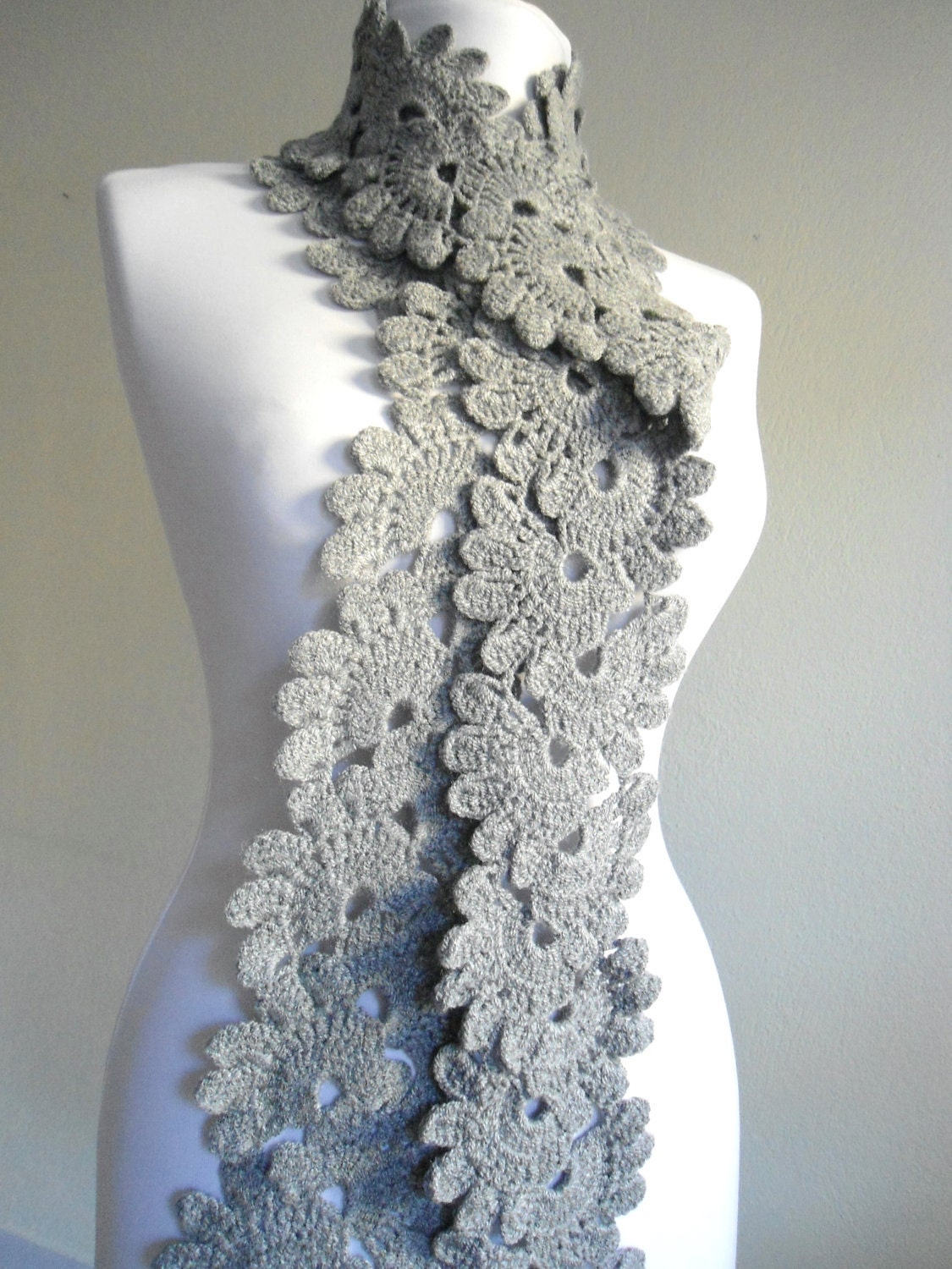 Ready to ship Crocheted Gray, Lace Neckwarmer,fashion,autumn,Holiday Accessories,Christmas,Halloween,gift