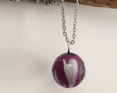 SALE Black/Silver/Purple Handpainted clay bubble pendant charm -  Mother's Day/Bridesmaid/Bridal Party/Wearable Art/Statement Jewelry