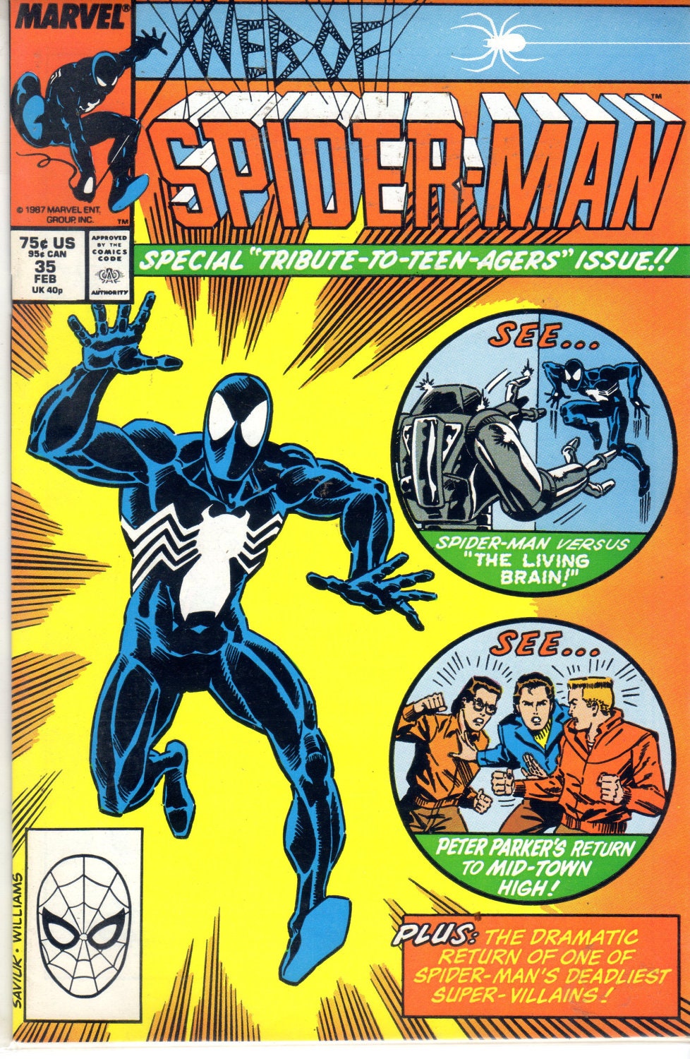 Vintage Spiderman Comic Book Issue No. 35 February 1987 Web of Spiderman