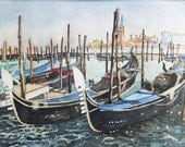Print Venice Gondalas From Original Watercolour