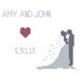 Counted Cross Stitch Pattern Wedding Couple Bride and Groom Silhouette with Names and Date