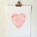 8x10 - pink heart watercolor giclee print