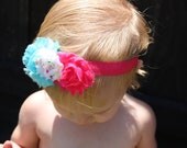 Razzle Dazzler Shabby Chiffon Frayed Flower Headband - NB-Adult - Hair Clip