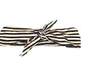 NEW WRAP COLLECTION - Black and Tan Ombre Striped Print Head Scarf/Headband/Ear Warmer - Christmas, Holidays, Winter