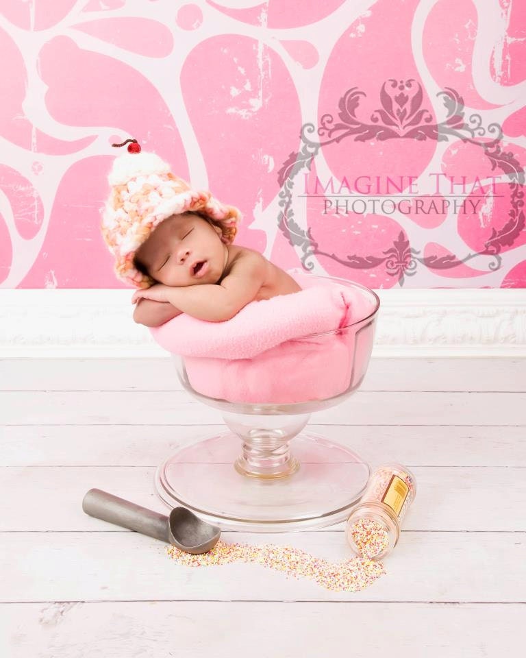 Ice Cream Hat Newborn Photography Prop. Ready To Ship
