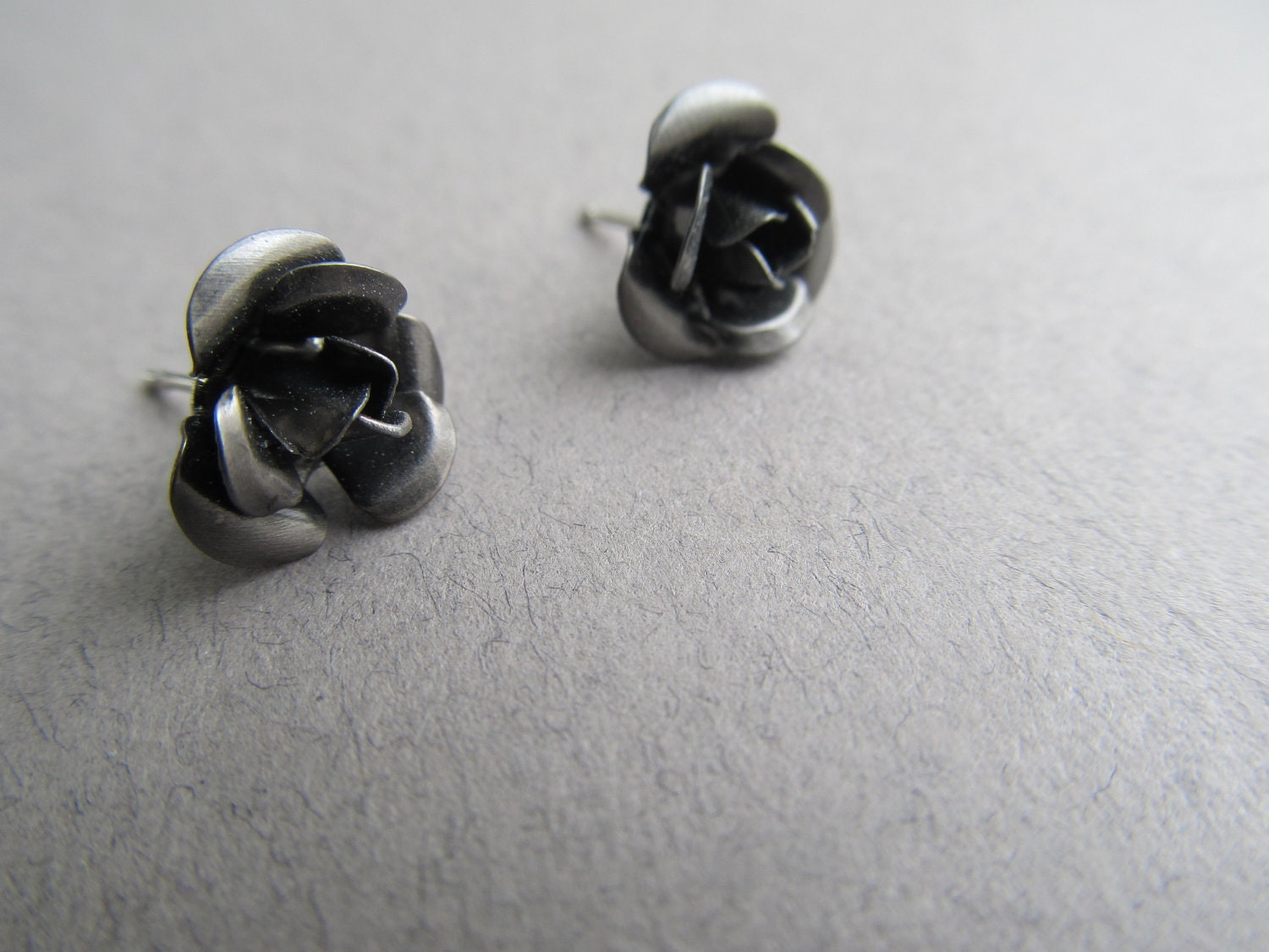 Charcoal Rose Stud Earrings