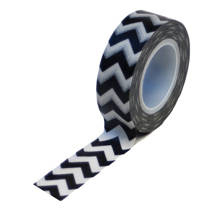 Black Chevron  Decorative Trendy Paper Packaging Tape - 10 yards