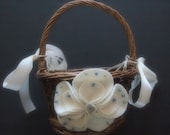 Flower Girl Basket Wedding Ivory Blue