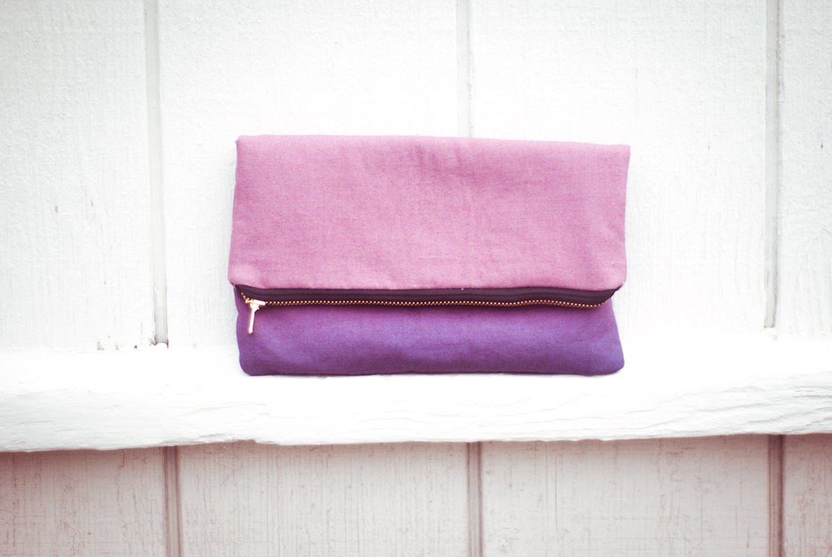 Plum purple ombre foldover clutch