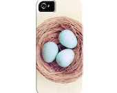 iPhone Case 5, 4s, 4 - robin eggs baby bird nest iphone 5 case - blue brown beige nature iphone 5 case - cute iphone 4 cover - cell phone