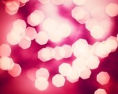 Abstract Photography - red pink white circles bokeh wall art fine art photo sparkle picture sparkly print - 8x10 Photograph