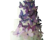 CAKE TOPPER - 40 Ombre Edible Butterflies in Purple - Wedding Cake, Cake Decorations, Cake Supply - incrEDIBLEtoppers