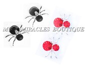 Itsy Bitsy Spider Earrings Crystal Studs Black Red Ruby Garnet January July Birthstone Silver Tiny Small Girls Teens Boys Ladies Goth Gift