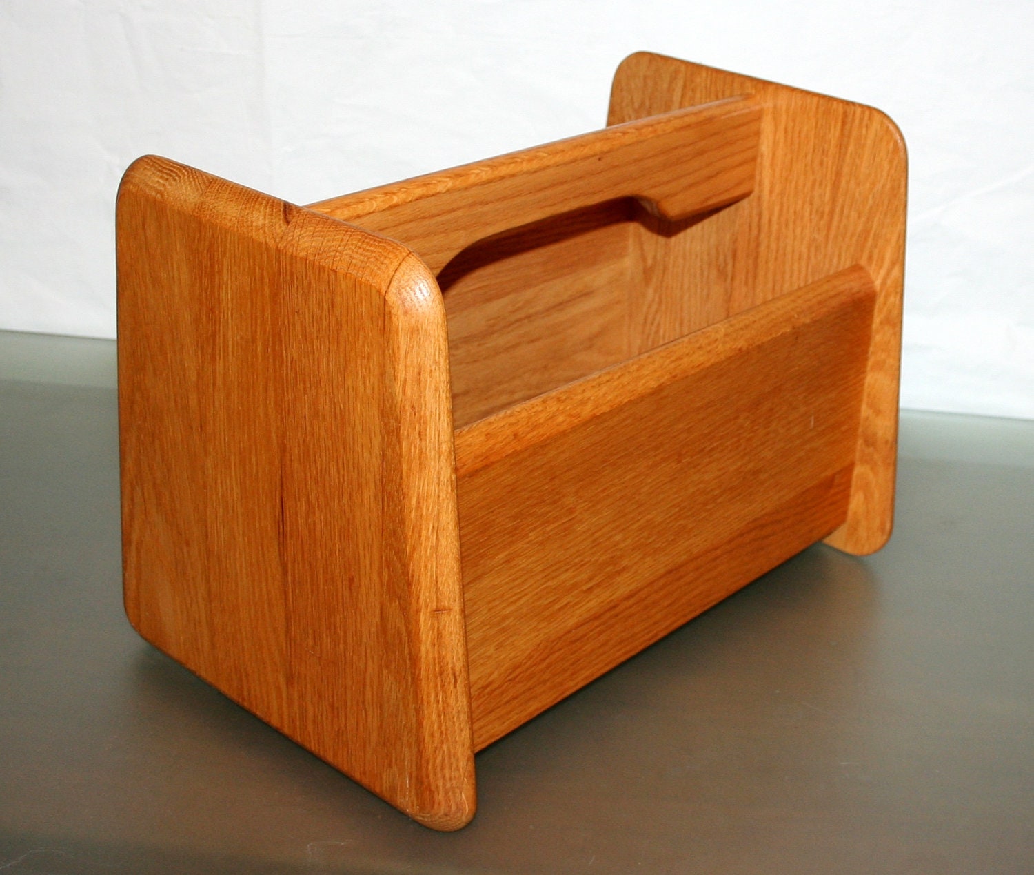 Retro Vintage Mid Century Danish Modern Wooden Magazine Rack Book Storage/ Tool storage/ Carry All