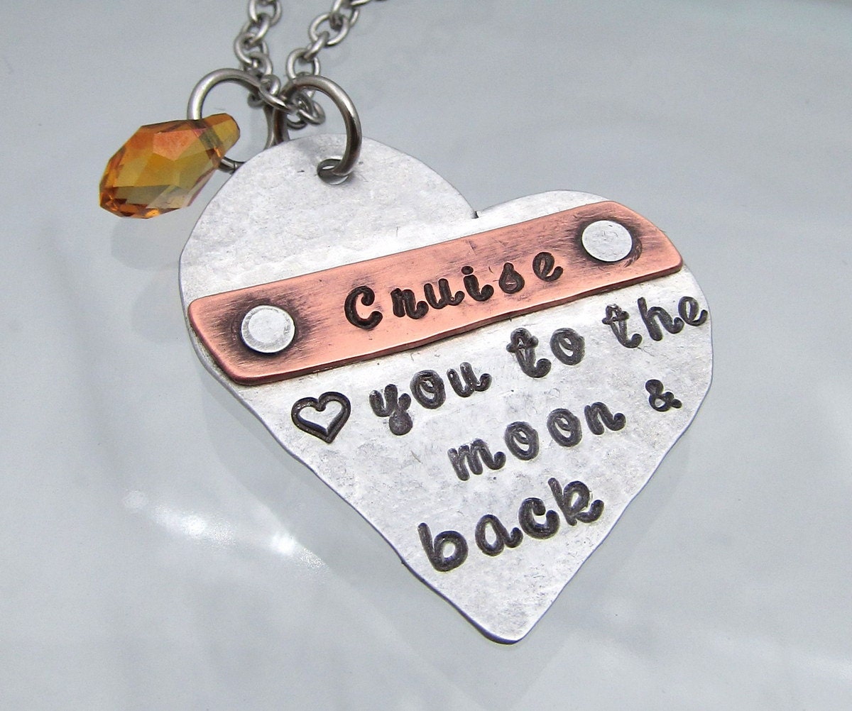 Personalized Necklace - Hand Stamped Jewelry - Mom Necklace - Custom Personalized - Mixed Metal Love You to the Moon and Back