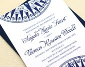 Compass Wedding Invitations - Sample - Navy Blue and White with Nautical Maritime Compass